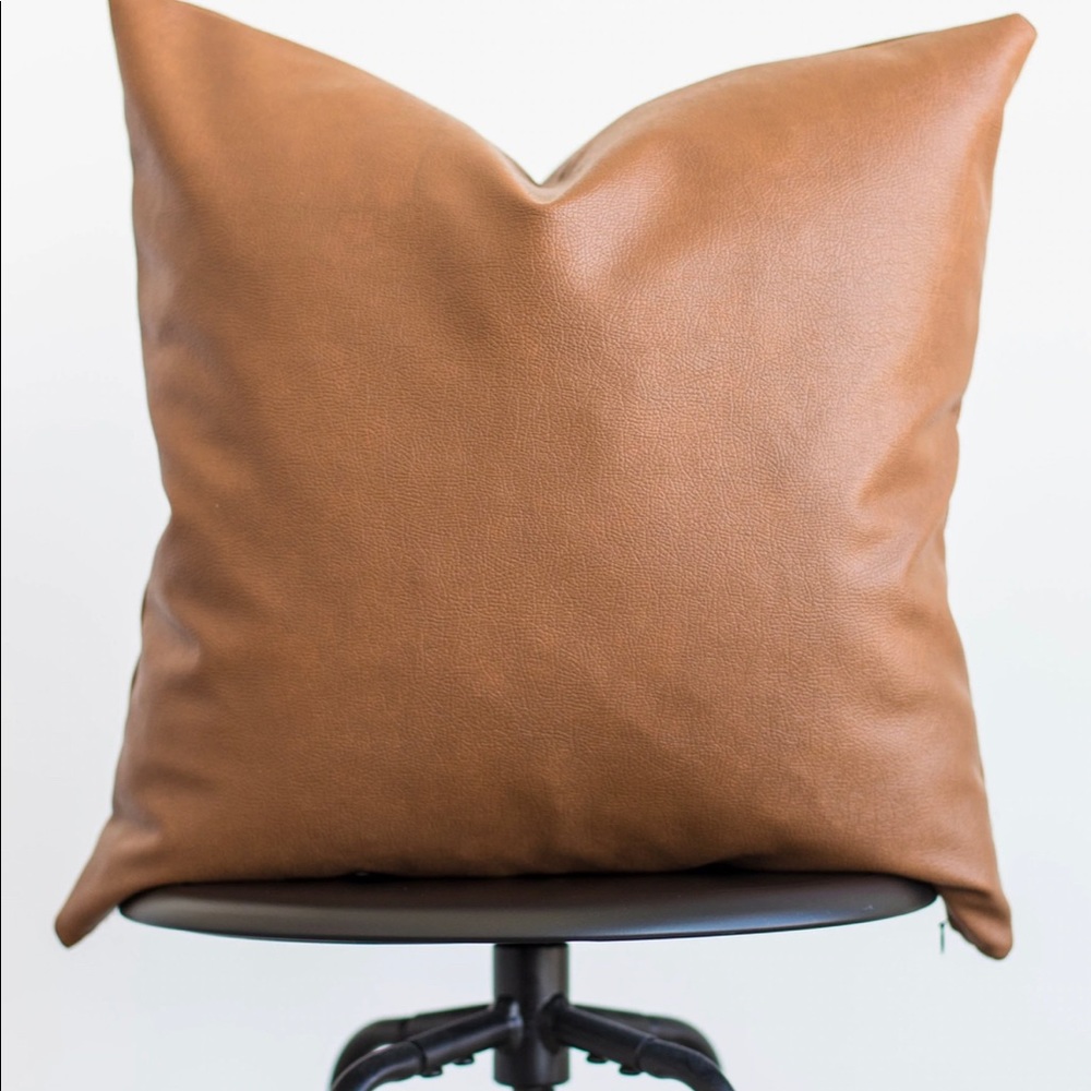 Two Woven Nook Faux Leather Pillowcase Covers | Square & Lumbar | Nearly New